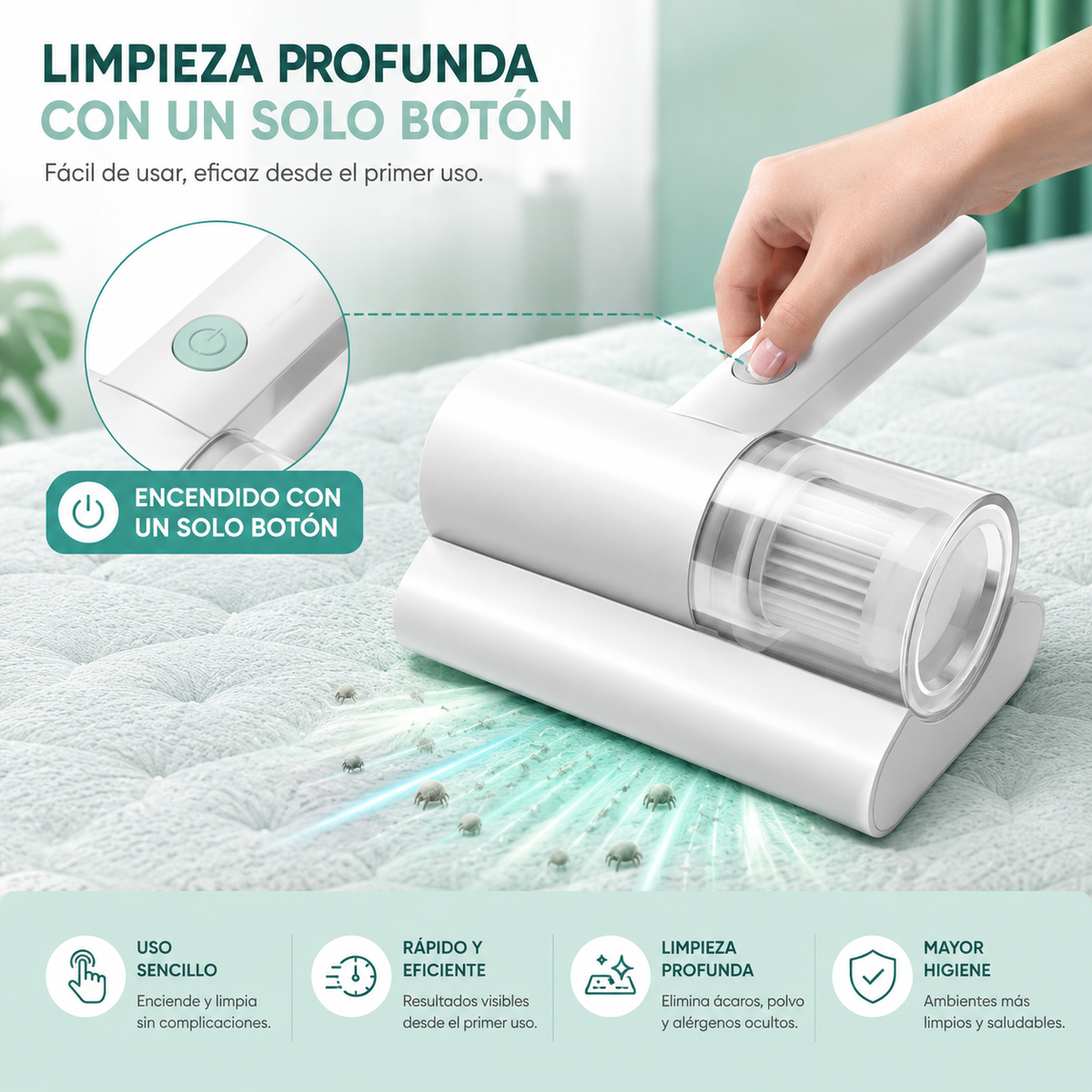 Aspiradora Antiácaros UV Portátil