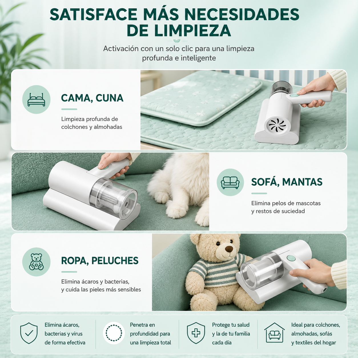Aspiradora Antiácaros UV Portátil